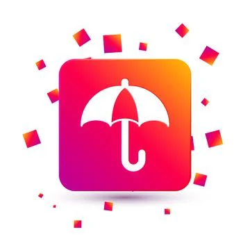 White Classic elegant opened umbrella icon isolated on white background. Rain Illustrazione stock