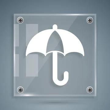 White Classic elegant opened umbrella icon isolated on grey background. Rain Stock Illustration