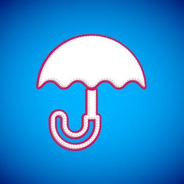 White Classic elegant opened umbrella icon isolated on blue background. Rain Stock Illustration