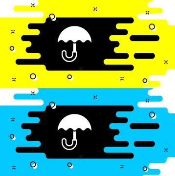 White Classic elegant opened umbrella icon isolated on black background. Rain Stock Illustration