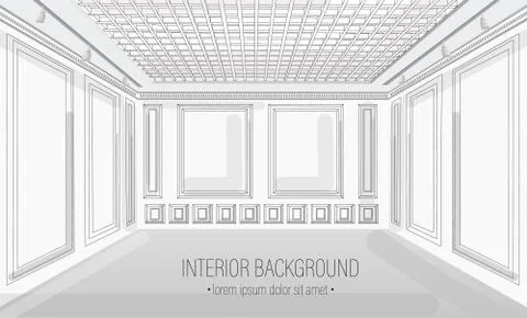 White classic interior design background Vector illustration. Detailed elegan Stock Illustration