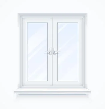 White classic plastic window with windowsill Stock Illustration