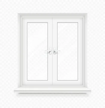 White classic plastic window with windowsill Stock Illustration