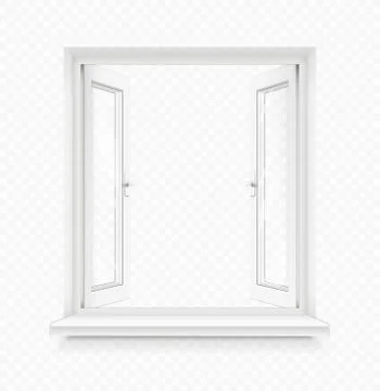 White classic plastic window with windowsill Stock Illustration