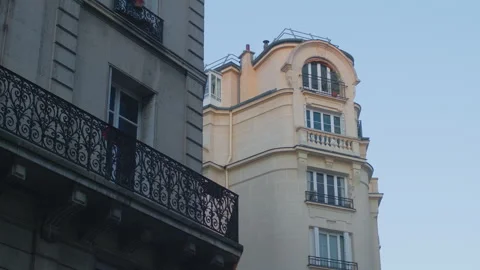 White classical building flying birds handheld Stock Footage 340550239