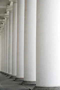 White classical columns in perspective Stock Photos