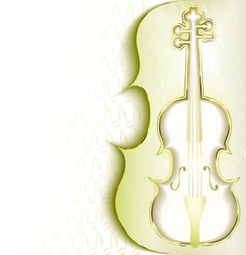 White classical music background with violin Stock Illustration