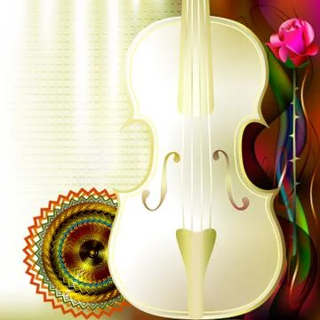 White classical music background with violin Illustrazione stock