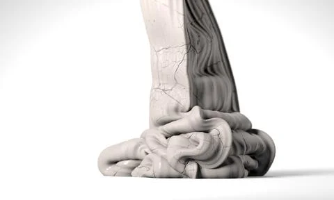 White clay column bending. Hard object becomes soft. The concept of changes. 3d Stock Illustration