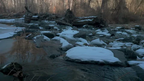 White Clay waterfall high pan shot left to right Stock Footage 301466349