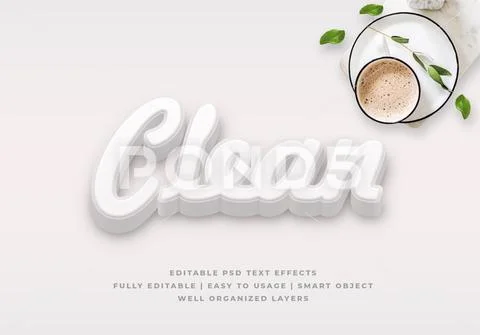White clean 3d text style effect mockup - PSD template Modello PSD