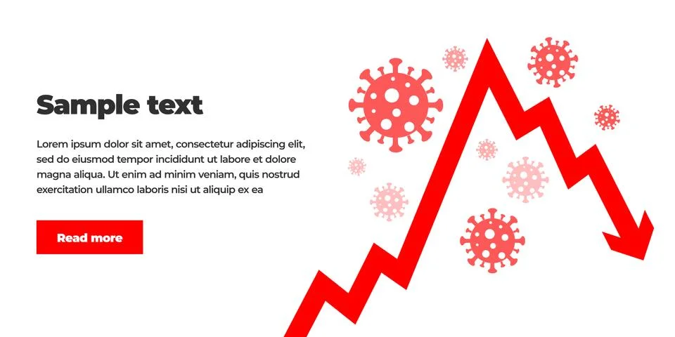 White clean background template with text, button and viruses illustration Stock Illustration