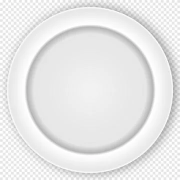 White Clean Dining Plate Isolated on Checker Background. Vector Illustration Stock Illustration