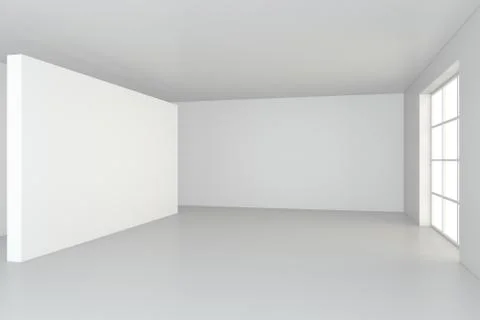 White clean interior with blank billboard. 3d rendering Stock Illustration