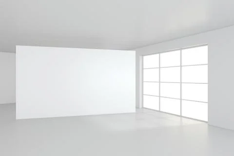 White clean interior with blank billboard. 3d rendering 스톡 일러스트