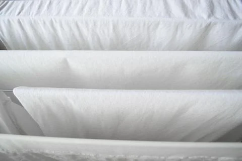 White clean laundry drying after washing. The concept of washing clothes Stock Photos