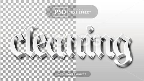 White cleaning 3d text effect editable Plantilla PSD