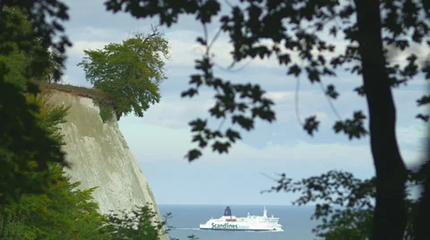 White Cliff With Cruise Ship Passing Rügen Island Stock Footage 37227891