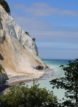 White cliff eroded by natural elements overlooking the Baltic Sea in southe.. Stock Photos