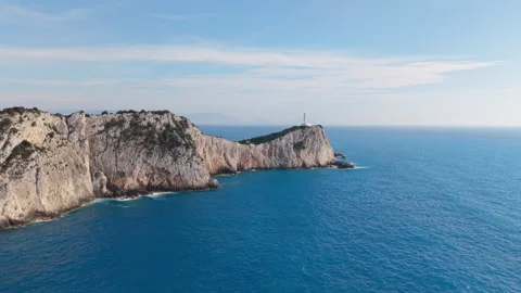 White Cliffs of Cape Lefkatas, Lefkada Greece Stock Footage 335932037