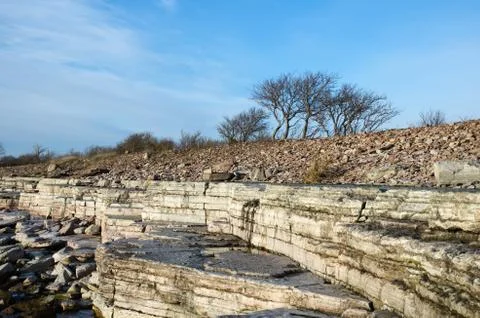 White cliffs at coastline Stock Photos