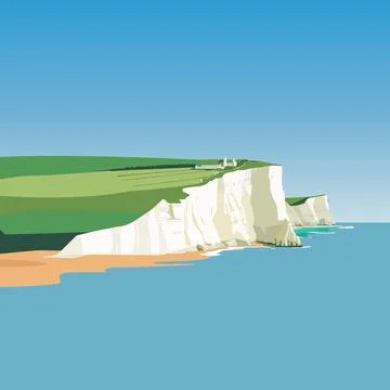 White Cliffs of Dover. Flat style illustration. Stock Illustration