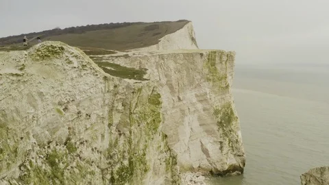 White cliffs of England drone 4k shot Video stock 123889547