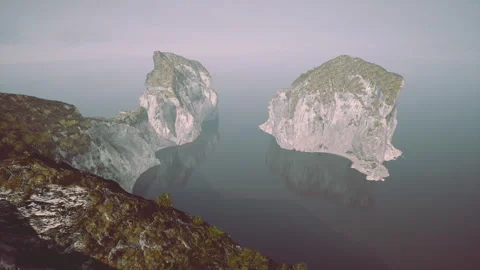 White cliffs with grass over the ocean Stock Footage 236320871