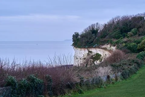 White cliffs looking over the sea Stock Photos