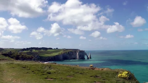 White cliffs moving clouds sea Stock Footage 60444110