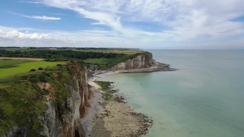 White cliffs of normandy aerial Stock Footage 308744562