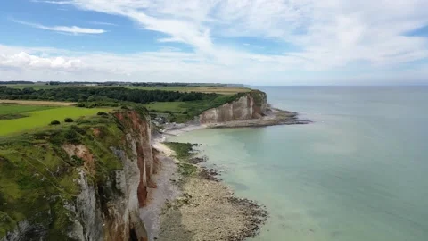 White cliffs of normandy aerial Stock Footage 308745696