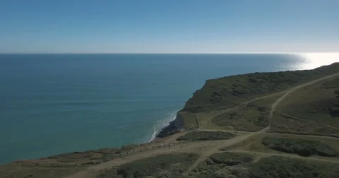 White cliffs over the beach Stock Footage 66689776