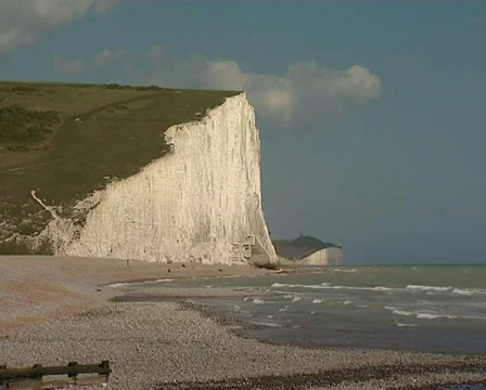 White cliffs with sea foreground Stock Footage 32527538