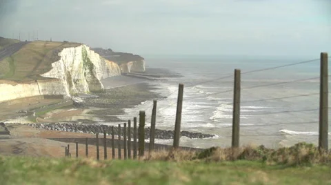 White Cliffs of the South Downs in Sussex Video stock 47761556