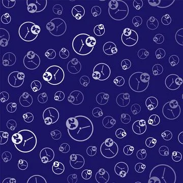 White Clock 24 hours icon isolated seamless pattern on blue background. All day Stock Illustration