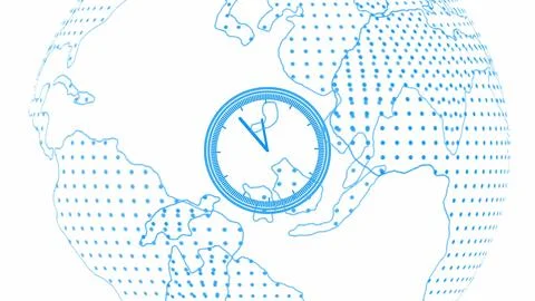 White clock on black background clock icon in flat style illustration. Illustrazione stock
