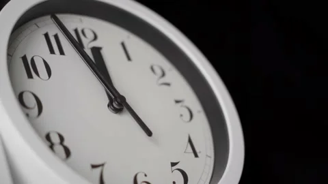 White clock on black background. Doomsday clock. Stock Footage 230088059