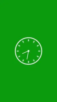 White clock on bright green background time Stock Illustration