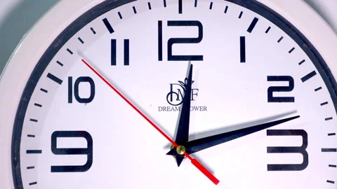 White Clock Close Up: Red Second Hand Sweeping From 9 To 3 Stock Footage 337398426