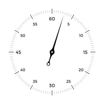 White clock face for with black and red pointer on white background Stock Illustration