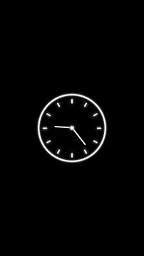 White clock face with black background and glowing hands Stock Illustration