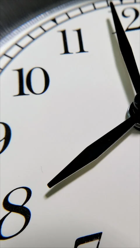 White Clock Face with Black Number Details. Vertical. Stock Footage 283494064