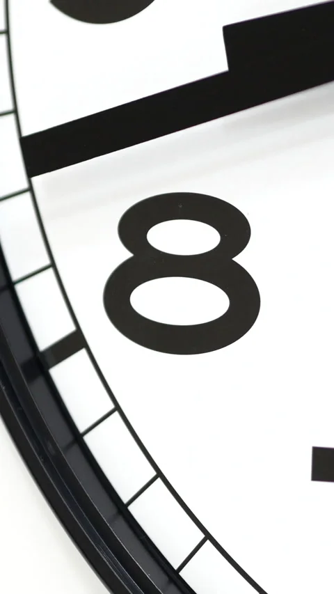 White Clock Face With Black Number Eight. Vertical. Video stock 297862563