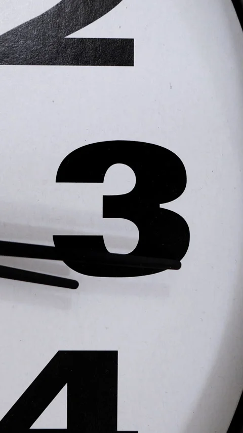 White Clock Face With Black Number Three. Vertical. 스톡 동영상 304417651