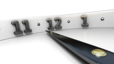 White clock face on white background with black arrow and numbers. Stock Footage 34991129