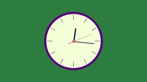 A white clock on green screen and animated chromakey background design motion Видео 335129974