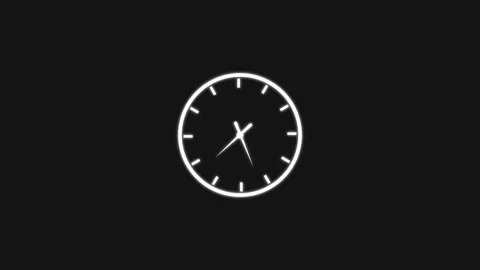 White clock with hour markers and glowing outline on dark. White clock time.. Stock Footage 337130904