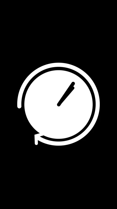 White clock icon with hands on black background animation in vertical video.. Stock Footage 344732692