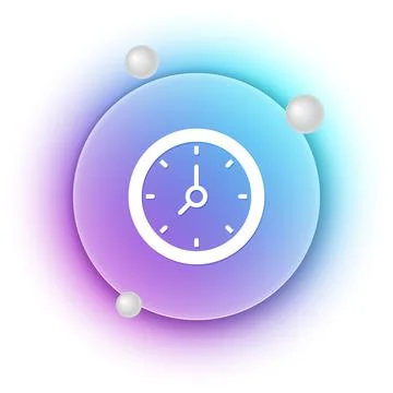 White Clock icon isolated on white background. Time symbol. Blue and purple.. Stock Illustration